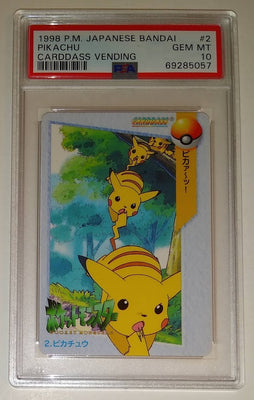 1998 Bandai Anime Carddass Vending Pikachu #2 PSA 10