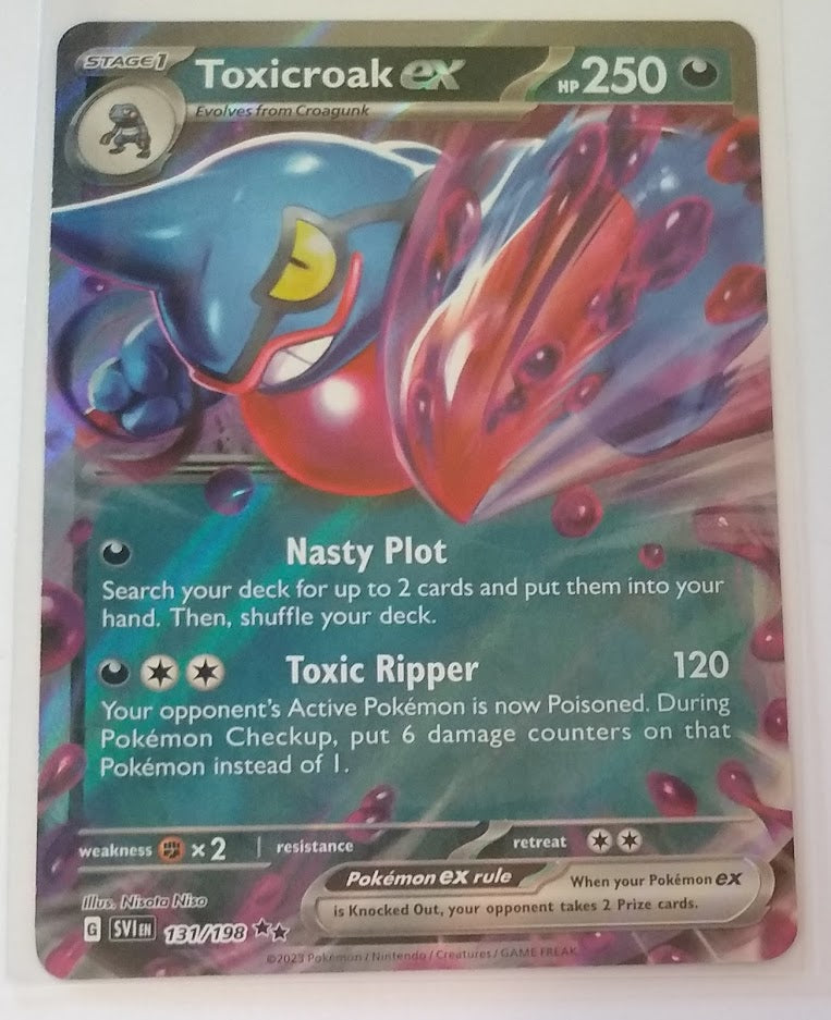 English Pokemon Scarlet & Violet SV1EN 131/198 Toxicroak Ex Holo | TheCardCollector-UK English Pokemon Scarlet & Violet SV1EN 131/198 Toxicroak Ex Holo | TheCardCollector-UK