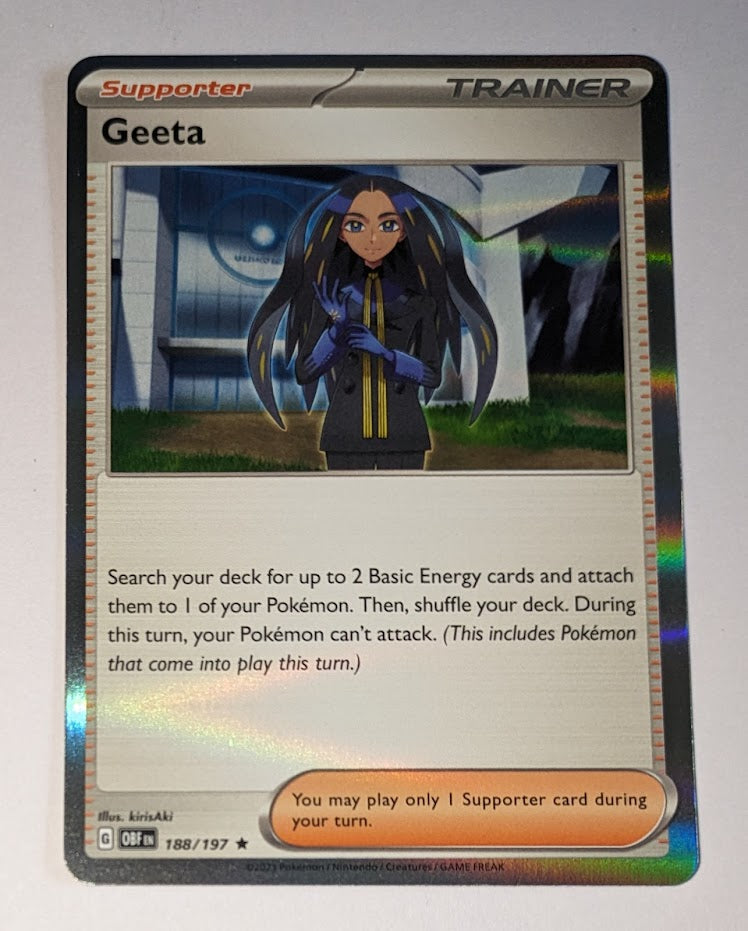 English Pokemon Scarlet & Violet Obsidian Flames 188/197 Geeta Holo