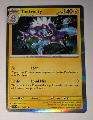 English Pokemon Scarlet & Violet Obsidian Flames 072/197 Toxtricity Holo