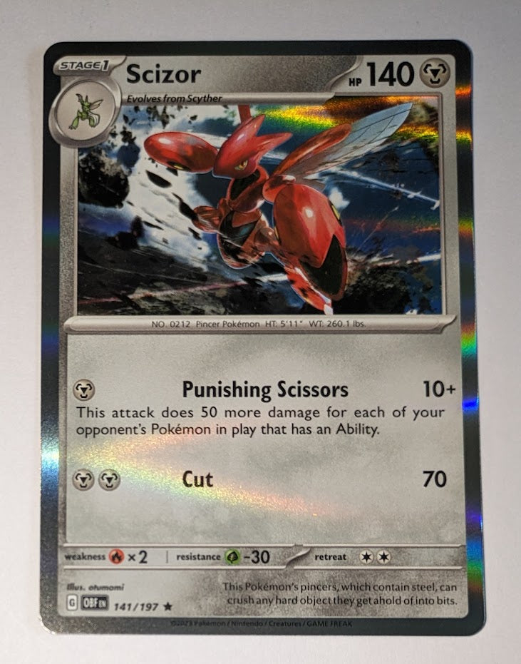 English Pokemon Scarlet & Violet Obsidian Flames 141/197 Scizor Holo