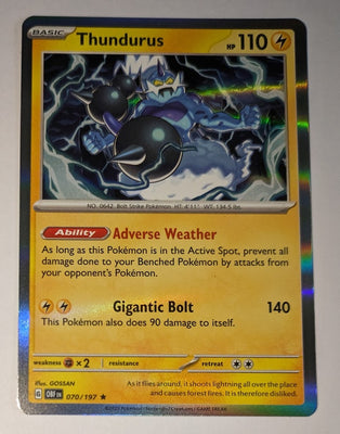 English Pokemon Scarlet & Violet Obsidian Flames 070/197 Thundurus Holo