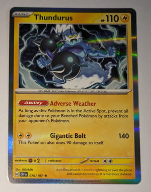 English Pokemon Scarlet & Violet Obsidian Flames 070/197 Thundurus Holo