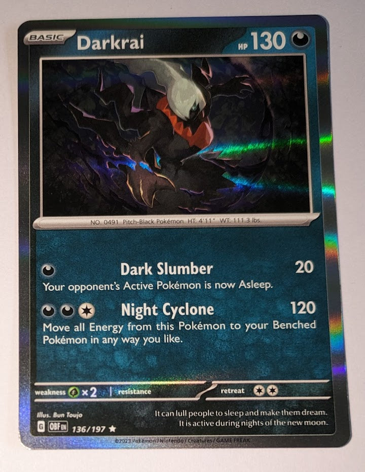 English Pokemon Scarlet & Violet Obsidian Flames 136/197 Darkrai Holo