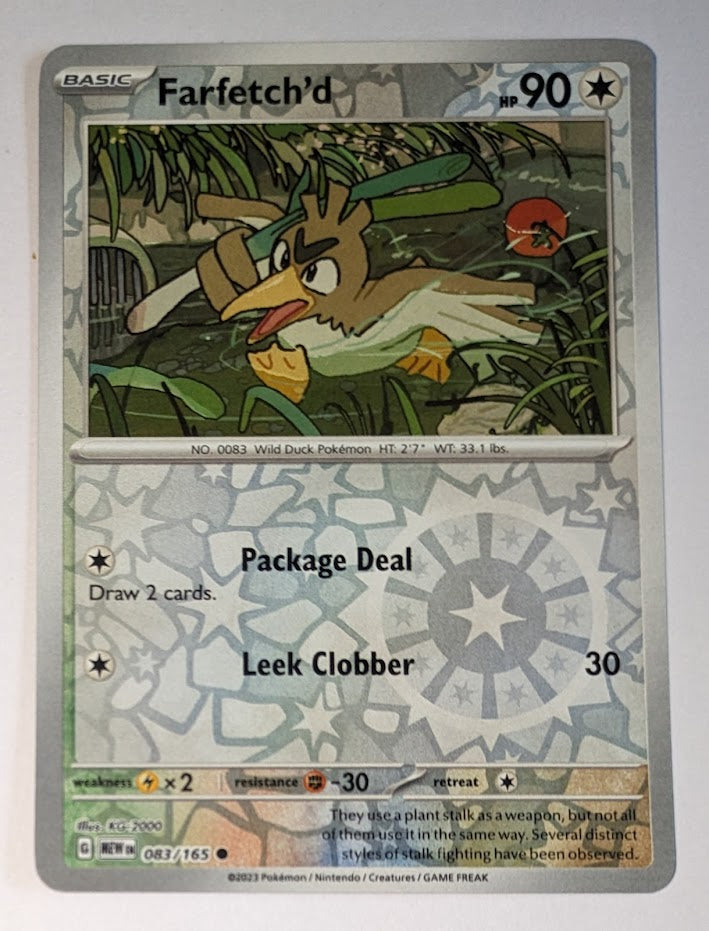 English Pokemon Scarlet & Violet 151 - 083/165 Farfetch'd Reverse Holo