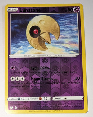 English Pokemon Sword & Shield Crown Zenith - 062/159 Lunatone Reverse Holo