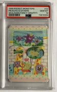 1999 Bandai Sealdass Pocket Monsters Fancy Graffiti Pikachu & Others #22 PSA 10