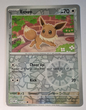 English Pokemon Scarlet & Violet Obsidian Flames 166/197 Eevee Reverse Holo