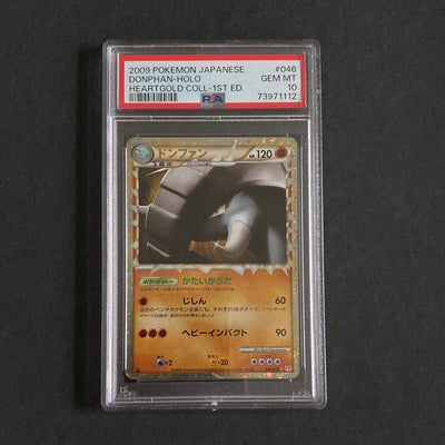 2009 Japanese Pokemon Donphan Heart Gold 1st Edition Holo 046/070 L1 PSA 10