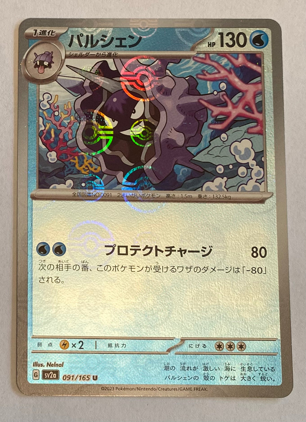 sv2a Japanese Pokemon Card 151 - 091/165 Cloyster Reverse Holo