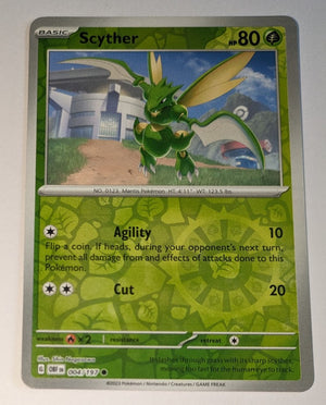 English Pokemon Scarlet & Violet Obsidian Flames 004/197 Scyther Reverse Holo