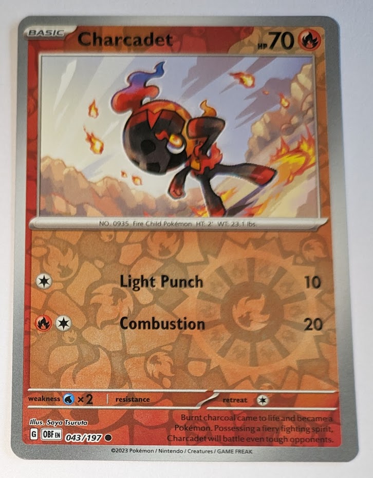 English Pokemon Scarlet & Violet Obsidian Flames 043/197 Charcadet Reverse Holo