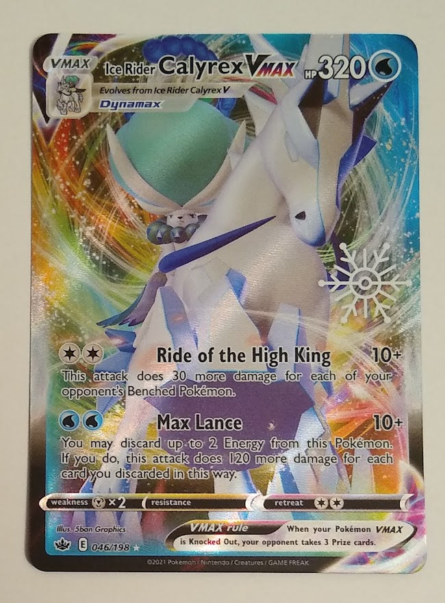 English Pokemon 046/198 Ice Rider Calyrex Vmax Holo (Snowflake Stamped | TheCardCollector-UK English Pokemon 046/198 Ice Rider Calyrex Vmax Holo (Snowflake Stamped | TheCardCollector-UK