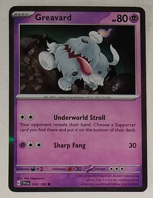 English Pokemon SV1EN 105/198 Greavard Holo (Mimikyu Box Promo)