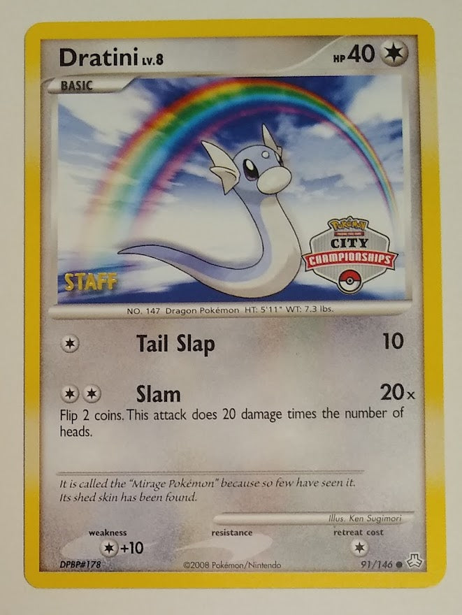 rare dratini card English Pokemon DPBP#178 Dratini STAFF (City Championship Promo)