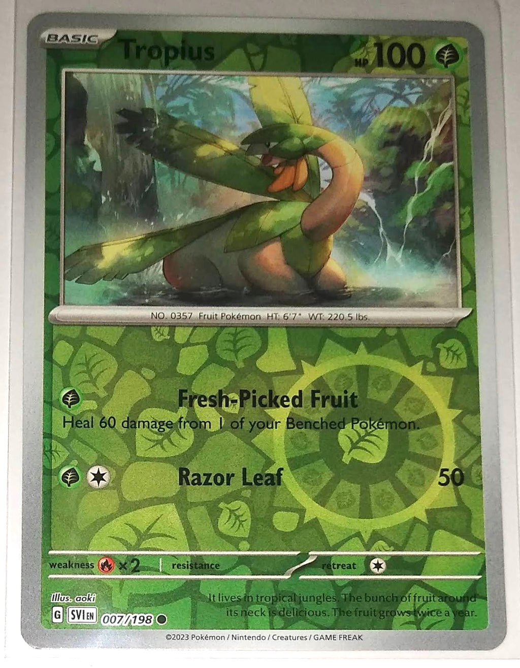 English Pokemon Scarlet & Violet SV1EN 007/198 Tropius Reverse Holo