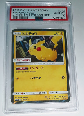 2018 Japanese Pokemon 7-11 Special Set Pikachu Holo Promo 242/SM-P PSA 10