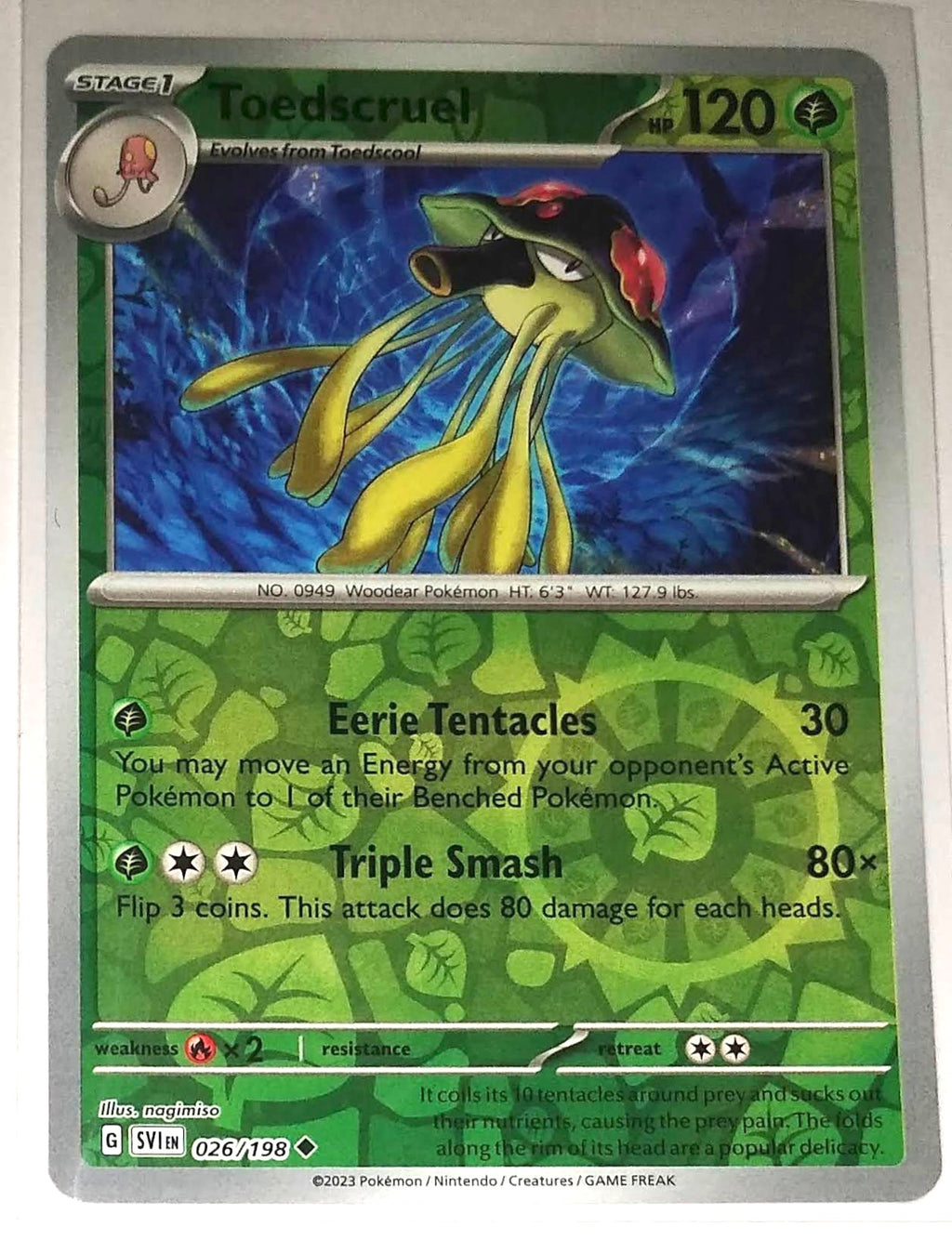 English Pokemon Scarlet & Violet SV1EN 026/198 Toedscruel Reverse Holo