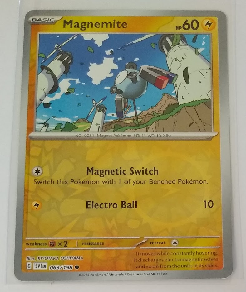 English Pokemon Scarlet & Violet SV1EN 063/198 Magnemite Reverse Holo